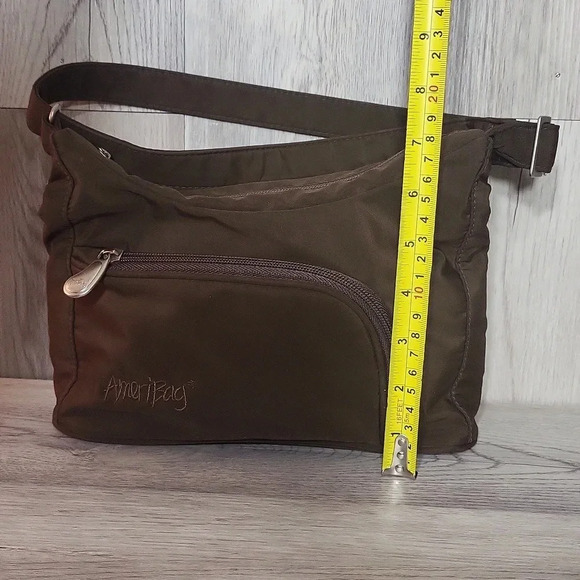 🛍Ameribag Brown Small Nylon Multi Pocket Travel‎ Shoulder Bag - Picture 10 of 12